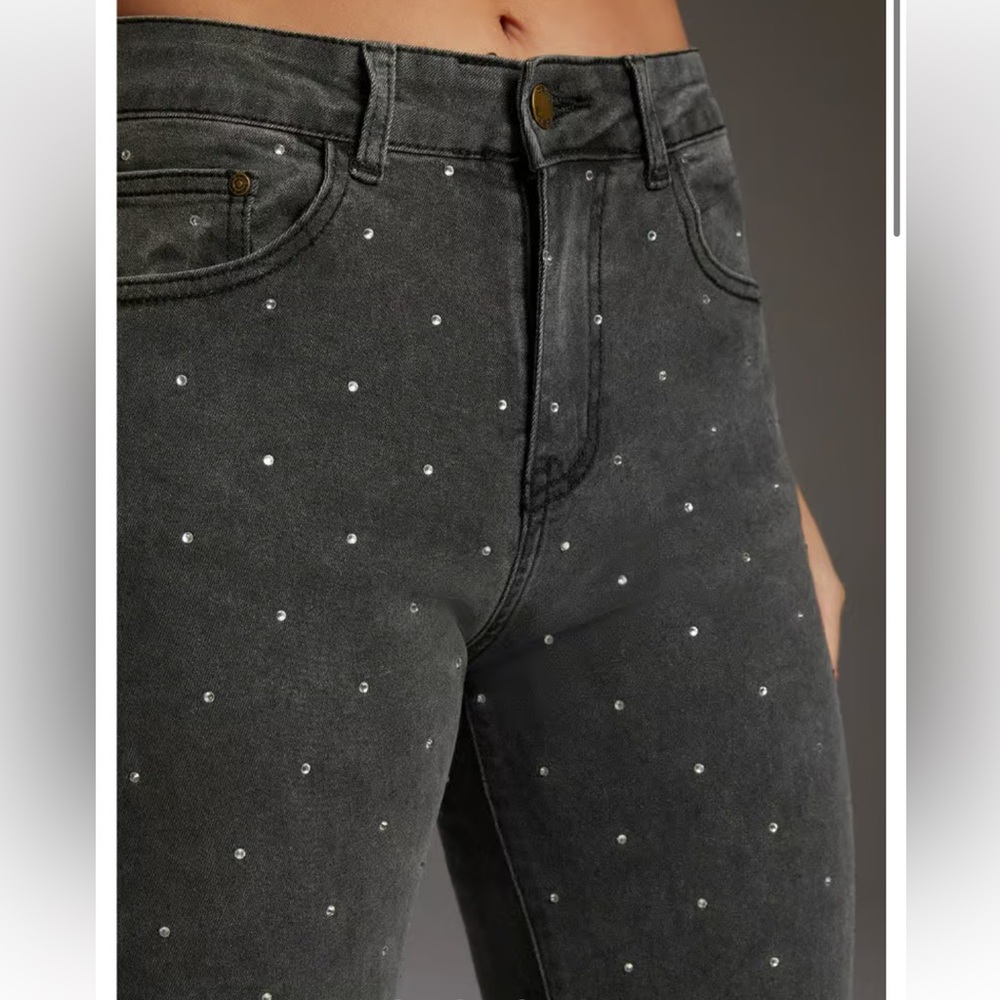 Bebe dark embellished straight leg jeans New - Picture 4 of 7